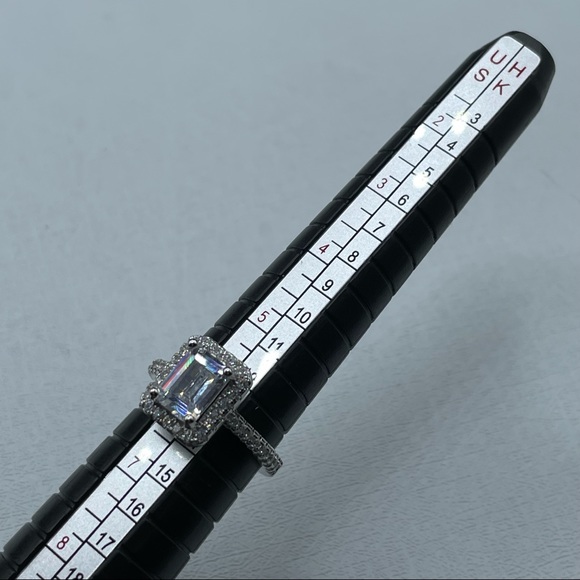 925 Sterling Silver Emerald Cut Diamond Ring 6 - Picture 12 of 12